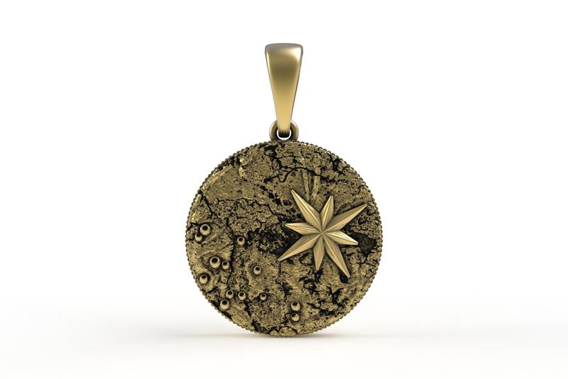 Moon and Star Surface Pendant