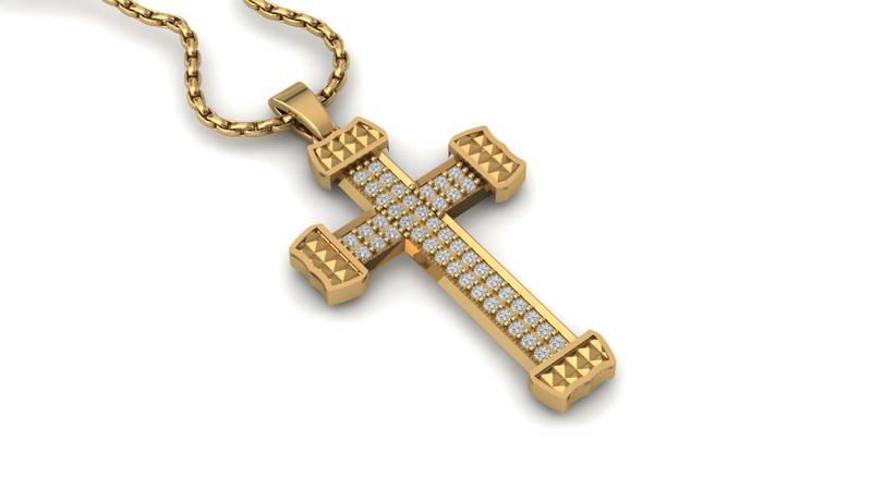 Print Ready STL 3DM Cross Necklace Classic Diamond Pendant