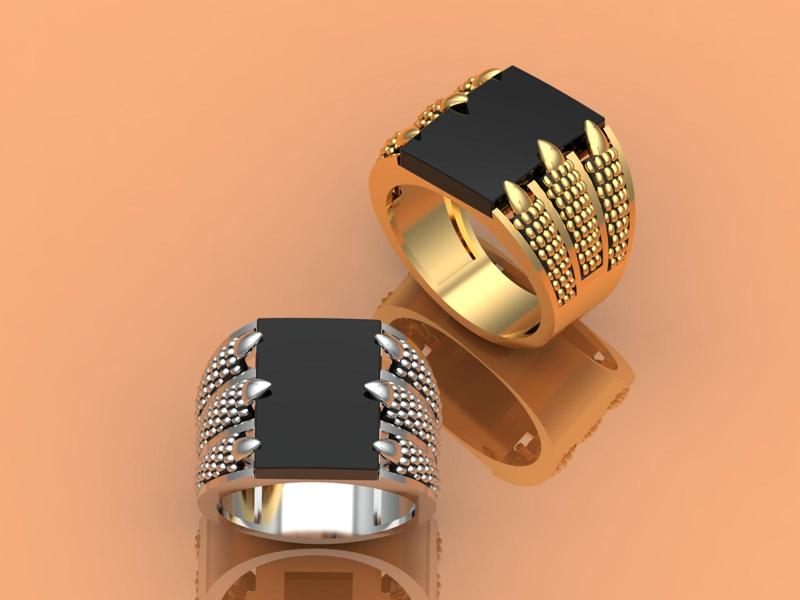 Men's onyx stone ring with claw