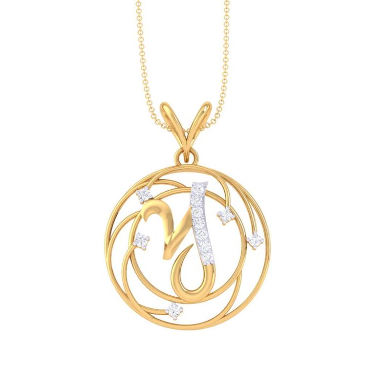 3D Printable Cad jewelry design of Lady diamond Pendant Letter model
