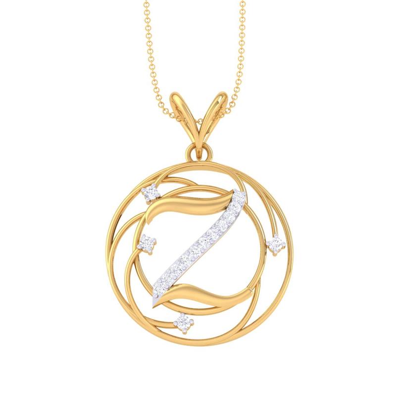 3D Printable Cad jewelry design of Lady diamond Pendant Letter model