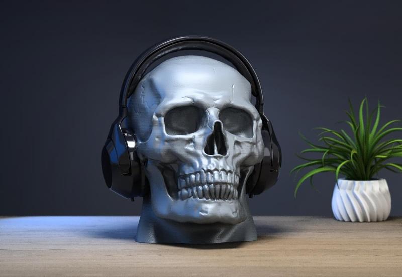 Robot Skull Headphone Stand  Cyborg Headset Stand Perfect Gamer Gift Sci-Fi Fans Gift Robot Skull Headphone Holder a01  (3)