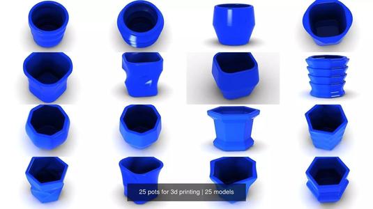 25 pots for 3d printing 3D Model Collection