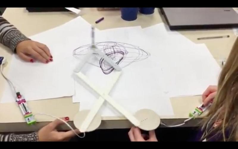 LittleBits pintograph motor wheels & arms