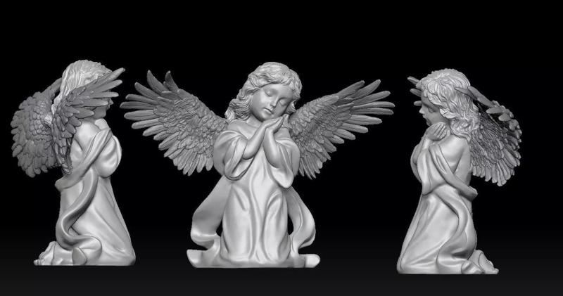 3D printed model of Baby Angel of Compassion Statue kneeling