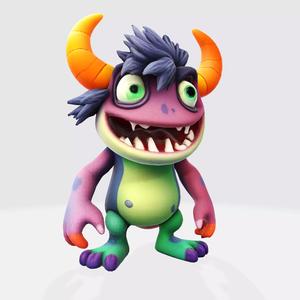 Cartoon Monster Hero Stylized 3D Character for Print