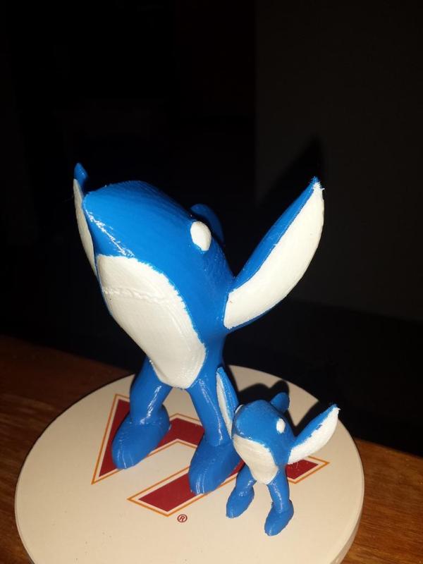 Left Shark with Facial Features and a separate belly and arms for dual extrusion!