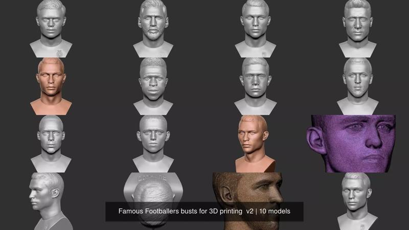 Famous Footballers busts for 3D printing  v2 3D Model Collection