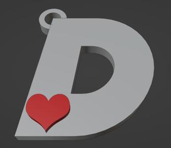 KEYCHAIN LETTER D WITH HEART