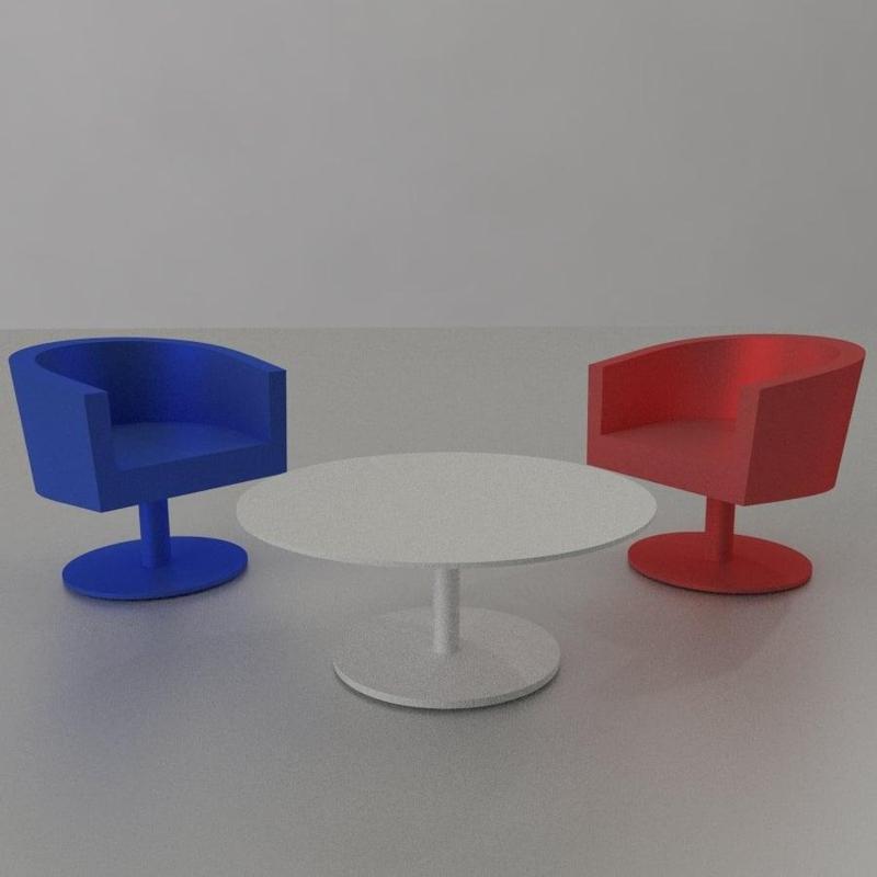 Armchair and Table Furniture House Miniature 1/24 scale