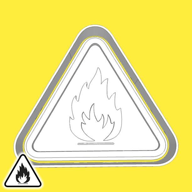 Warning sign cookie cutters - risk of fire / flammable materials