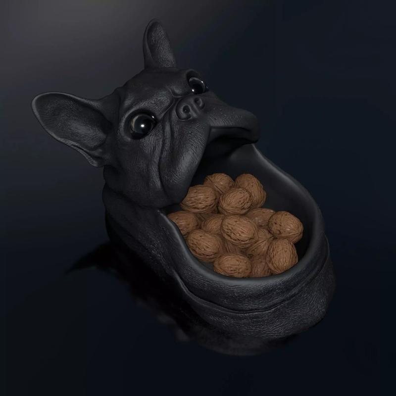 STL 3D print file dog bowl French bulldog High-polygon