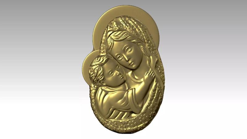 The Virgin Mary Holding The Baby Jesus Relief