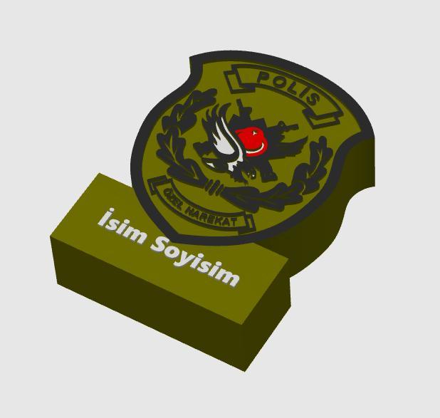 Polis Özel Harekât 3D Masa İsimliği – Turkish Police Special Operations Desk Nameplate