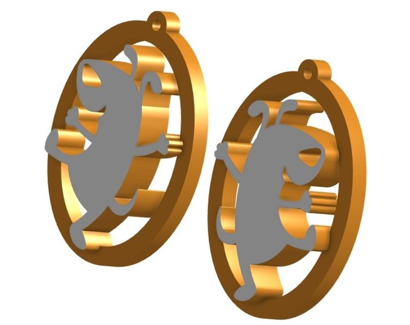 HAPPY DANCING DOGGIE PUPPIES RH LH KEYCHAINS