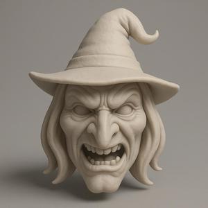 Witch’s Curse Halloween Mask STL File for 3D Printing