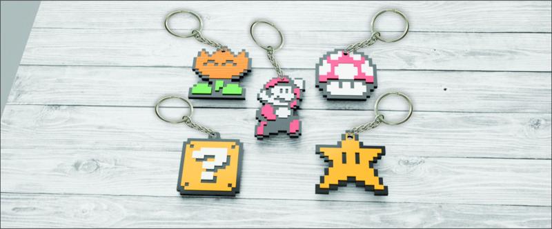 PACK X5 KEYCHAIN MARIO BROS 8 BIT