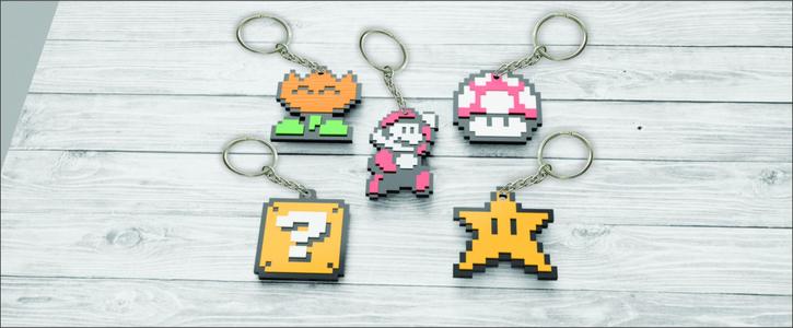 PACK X5 KEYCHAIN MARIO BROS 8 BIT