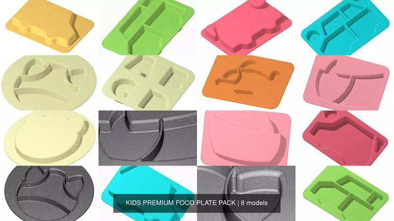 KIDS PREMIUM FOOD PLATE PACK 3D Model Collection