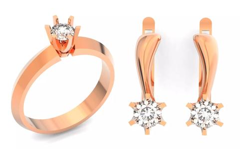 classic set ring and earrings diamond 6 paws tiffany 520 3D Model Collection