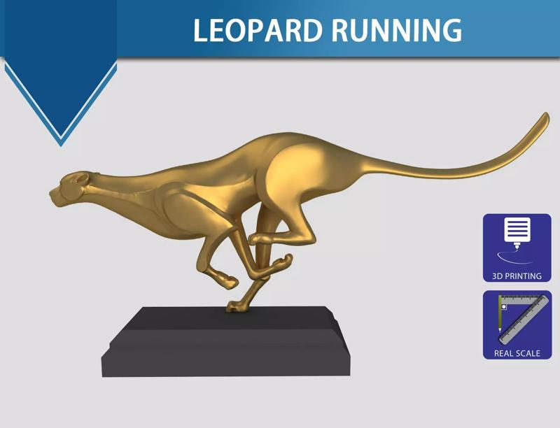 Leopard Running V2 - 3D Printable sculpture