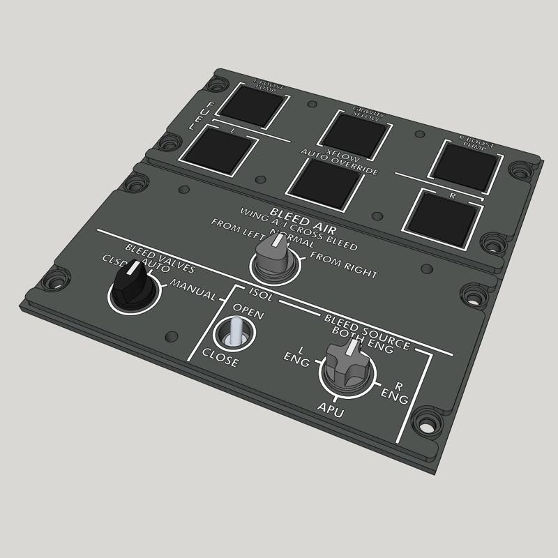 CRJ-900 Fuel and Bleed Air panels