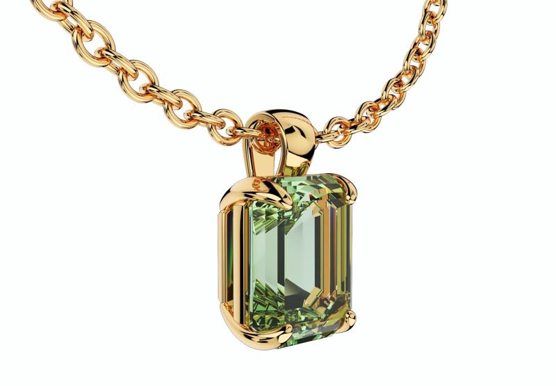 Emerald Cut Gemstone Gold Pendant CAD Design-JCNP-05 3D Print Model