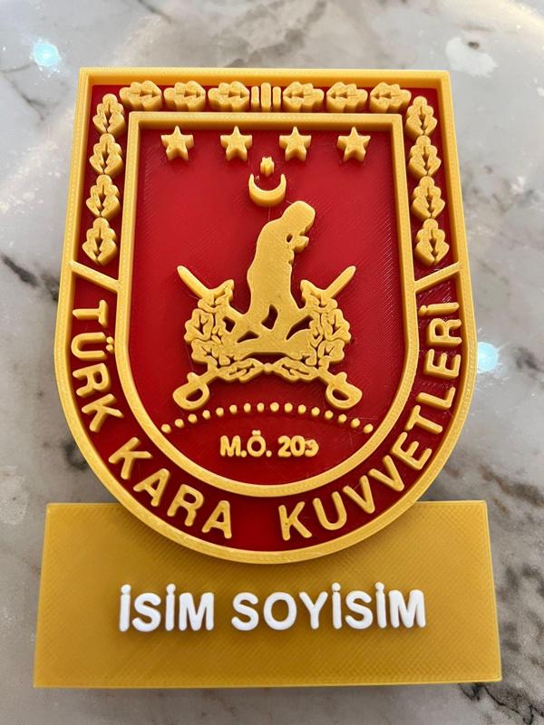 Türk Kara Kuvvetleri 3D Masa İsimliği / Turkish Land Forces 3D Desk Nameplate
