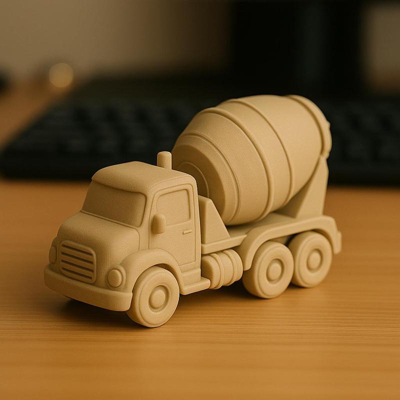 3D Printable Cement Mixer Truck Toy – Cute One-Piece Construction Vehicle STL