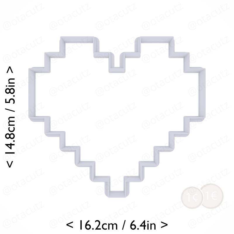 Pixel Heart Cookie Cutter 6in / 15.2cm