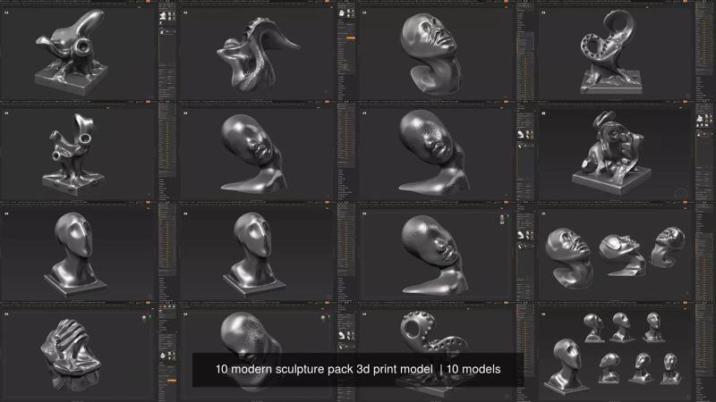 10 modern sculpture pack 3d print model  3D Model Collection