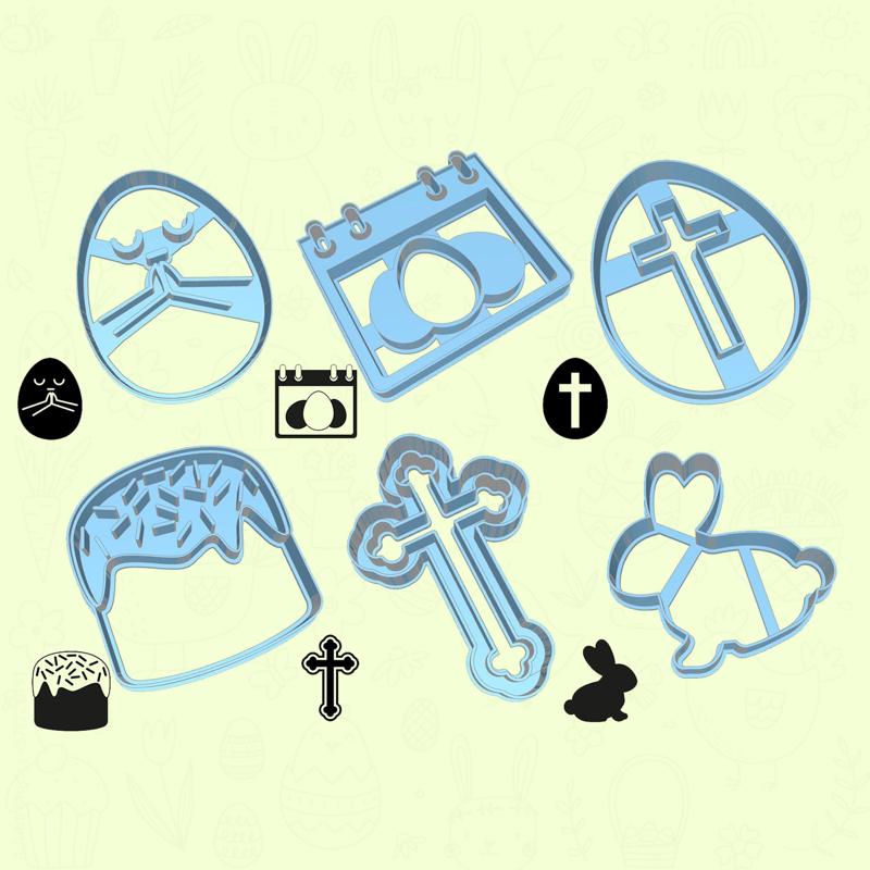 Easter (pascha) cookie cutters - easter blessings collection set / bundle - 6 pieces