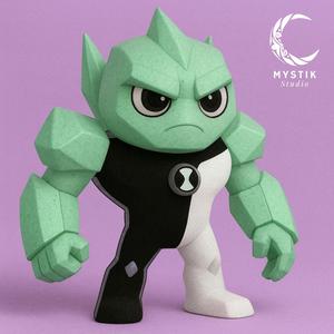 Diamondhead Ben 10 – Chibi Cartoon 3D Collectible Figure