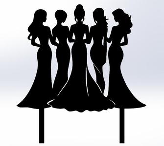 Bride with Her Best Friends Cake Topper – 3D Printable Bridal Celebration Design