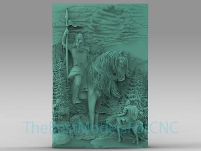 3D Model STL File for CNC Router Laser & 3D Printer Viking Horse Riding