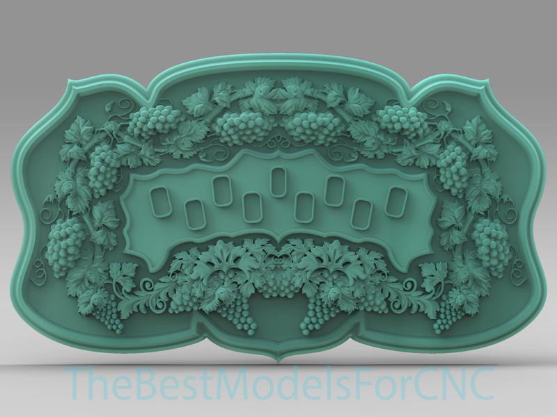 3D Model STL File for CNC Router Laser & 3D Printer Shield With Grapes