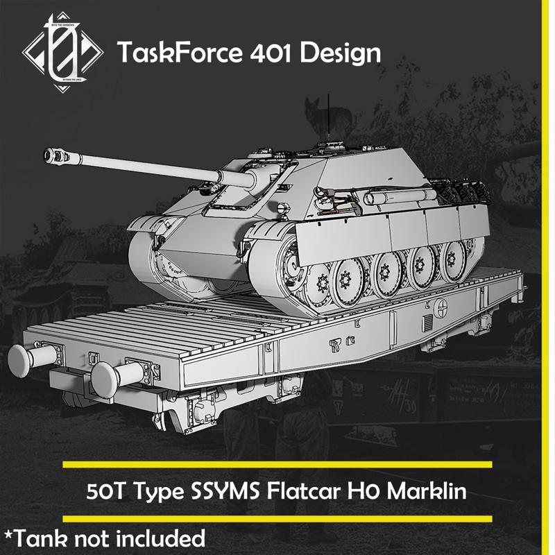 50T Type SSYMS Flatcar H0 Wagon for Märklin (Tank NOT included)