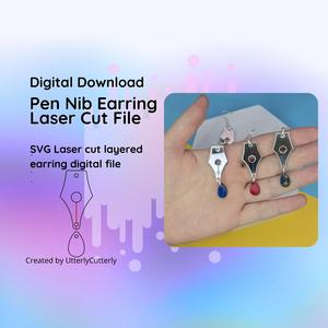 Fountain Pen Earring Laser Cut File- SVG FILE