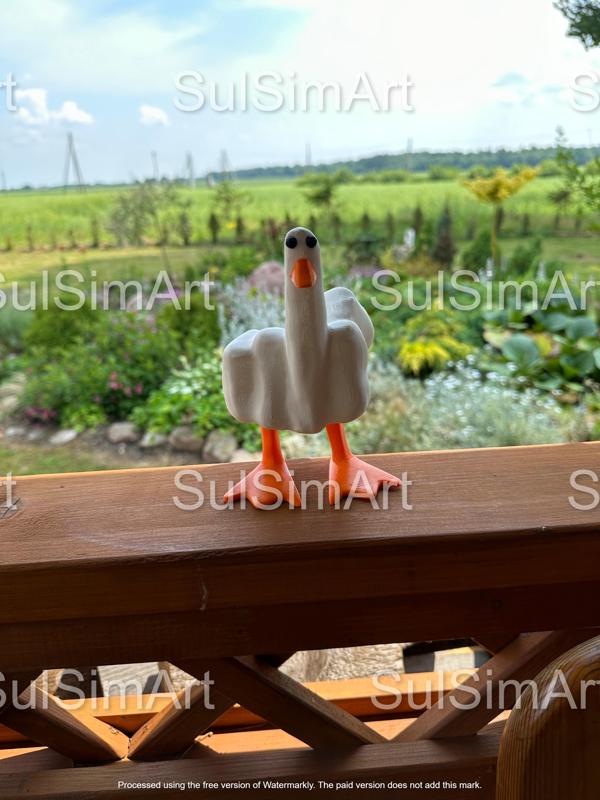 The Duck-You: original 3D Printed Figurine - Middle finger statue