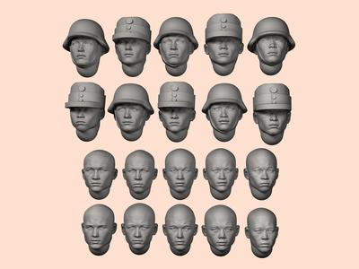 28mm WW2 Chinese heads