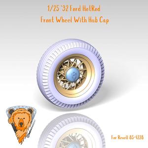 Revell '32 Ford hot rod spoked front and rear wheel 1/25 scale with hub cap V8 logo