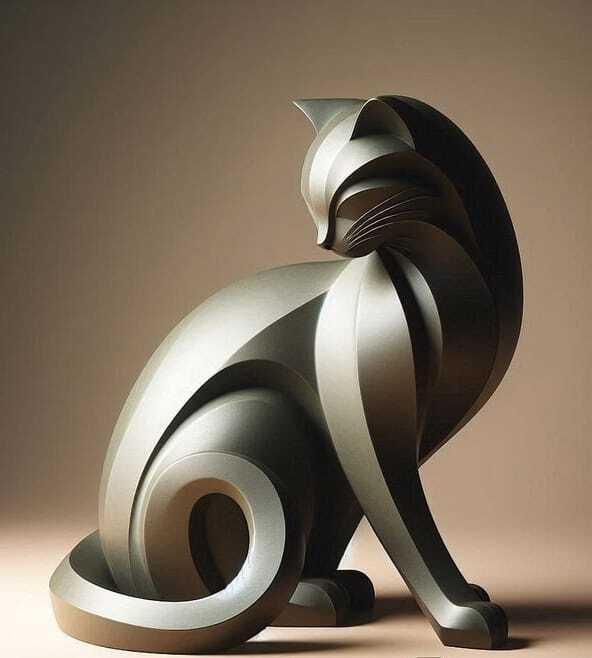 Gato Minimalista – Escultura Elegante en 3D