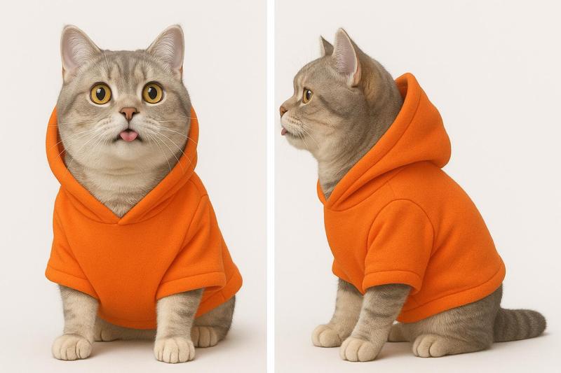 Cute 3D Cat Figurine in Orange Hoodie – The Ultimate Collectible for Cat Lovers!