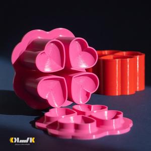 4 in 1 Embossed-heart bathbomb mold