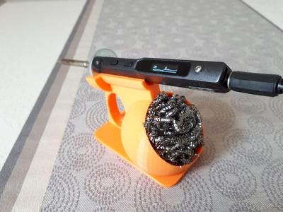 TS100 soldering stand with tip cleaner