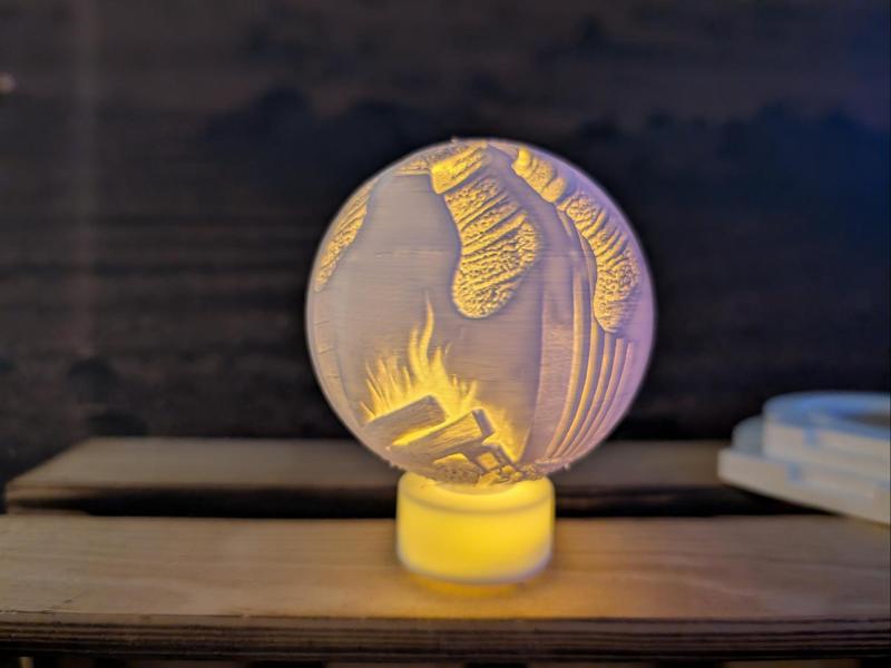 Christmas Tree Ornament with Fireplace and Gifts