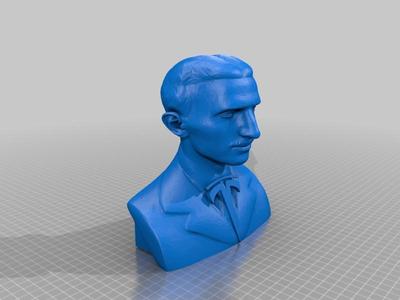 Tesla bust with logo as a tie