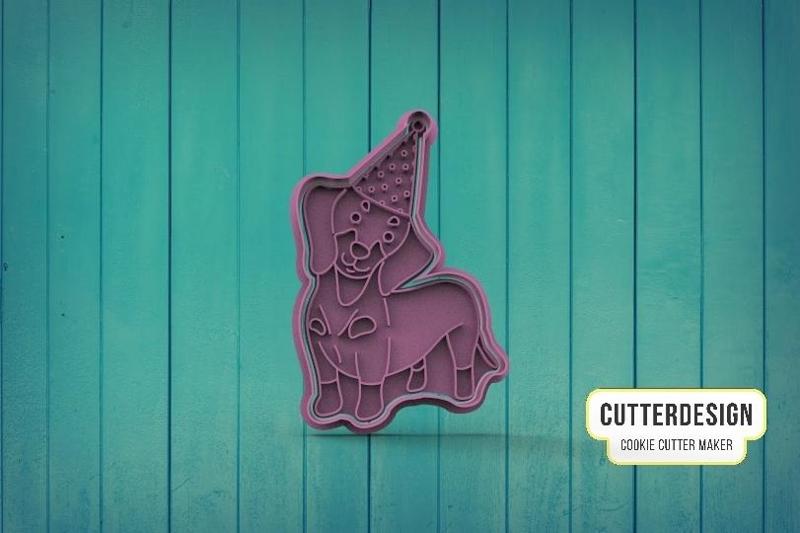 Dachshund Party Hat Cookie Cutter M2