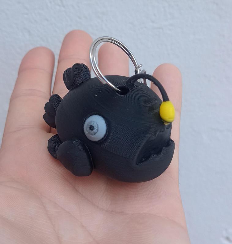 Caricatured devil fish keychain