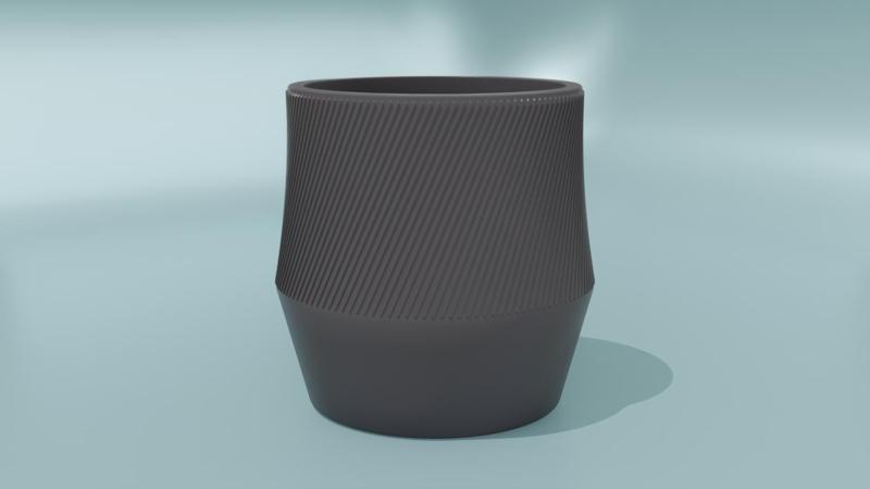 round pot with spiral grooves on top